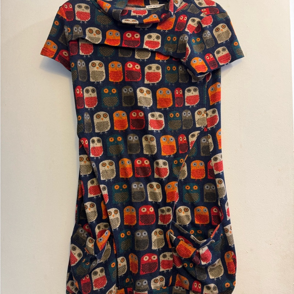 SM Wardrobe Colorful Owl Dress With Front Pockets Sz Medium